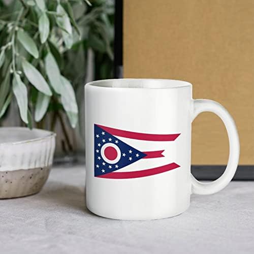 אוהיו מדינת דגל הדפסת ספל קפה כוס קרמיקה תה כוס מצחיק מתנה עם לוגו עיצוב עבור משרד בית נשים גברים-11 עוז לבן