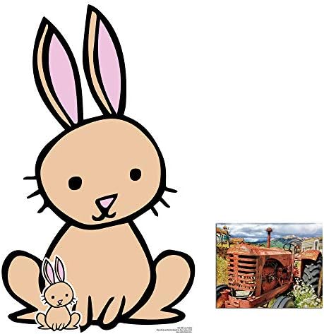 Bundlez-4-Fanz ארנב חמוד מגזרת קרטון לבעלי חיים/חבילת מאוורר סטנדאפ, 85 סמ x 52 סמ כוללת מגזרת מיני ותצלום 8x10