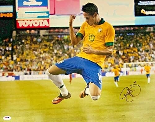 Neymar Jr. חתימה 16x20 צילום שער ברזיל חתום PSA DNA LOA - תמונות כדורגל עם חתימה
