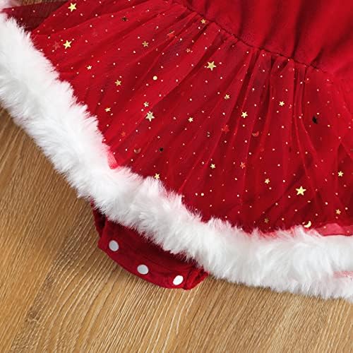 ילדים פעוט ילדה שמלת חג המולד שמלת שרוול ארוך שרוול ארוך מסיבת חג טול טוטו חצאית שמלת בגדים לחג המולד