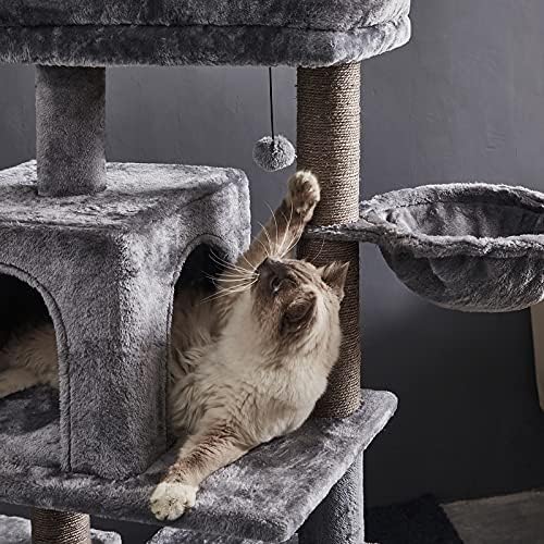 45 סנטימטרים רב-רמת חתול מגדל, חתול עץ, חתול עץ בית, עם ערסל & סיסל-מכוסה מגרד הודעות, 2 יוקרה דירות, עבור