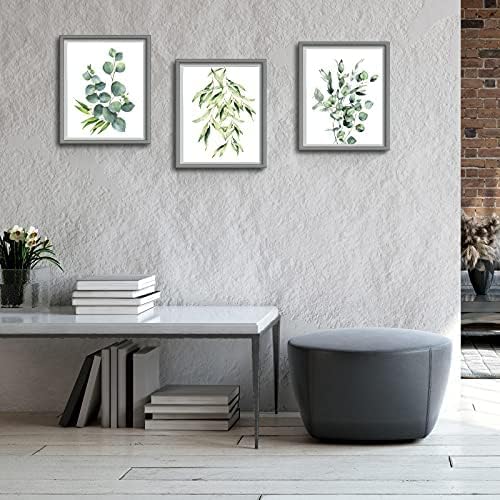 זונון 9 חתיכות בוטני צמח קיר אמנות הדפסי אקליפטוס קיר תפאורה בוהו מרווה ירוק עלים חדר תפאורה כרזות ממוסגר מינימליסטי