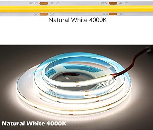 FCOB רצועת LED צפיפות גבוהה גמישה 16.4ft/5M 320 -320/M DC24V אור טבעי אור 4000K 90 RA 8 ממ רוחב PCB רצועת LED לעיוות