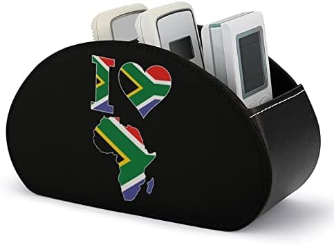 אני אוהב דגל דרום אפריקה דגל שלט רחוק קופסא אחסון PU רב-פונקציונלי טלוויזיה מחזיקי שלט רחוק תיבת מארגן עם 5 תאים