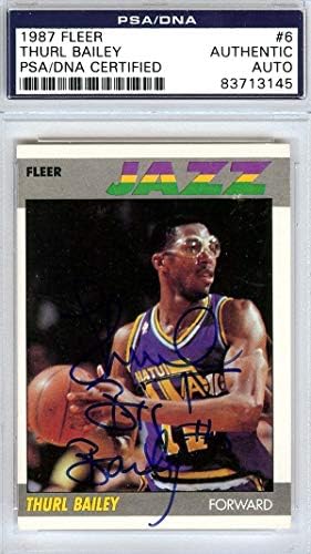 Thurl Bailey חתימה משנת 1987 כרטיס Fleer 6 יוטה ג'אז PSA/DNA 83713145 - כרטיסי חתימה על כדורסל