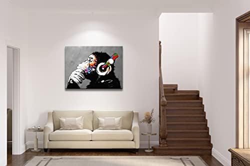 אמנות מגניב קוף בנקסי גרפיטי אמנות מופשט בד ציור עבור בית תפאורה בד קיר אמנות לסלון קישוט בעלי החיים תמונה עבור קיר