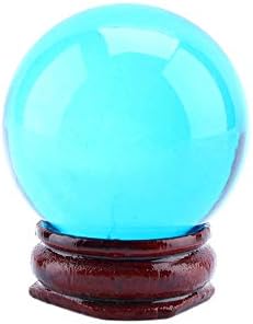 כדור קריסטל גלוגלו כדורי קריסטל כחולים קוורץ טבעי כדור ריפוי ברור עם עמד