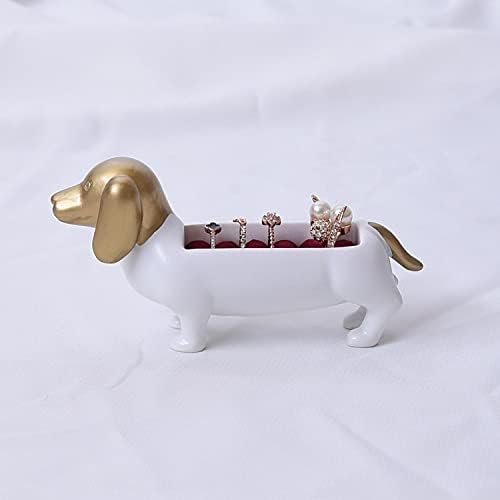 Gretd Creative Dachshund טבעת כלבים קופסת תכשיטים טבעת מתלה לאחסון תצוגת זהב אבזרי קישוטים כלבים חמודים