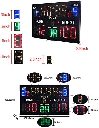 VADSBO Multisport 15 ספרת תוצאות אלקטרונית, לוח התוצאות המקורה LED, לוח אימוני משחקי כדורסל LED ניידים, להיאבקות