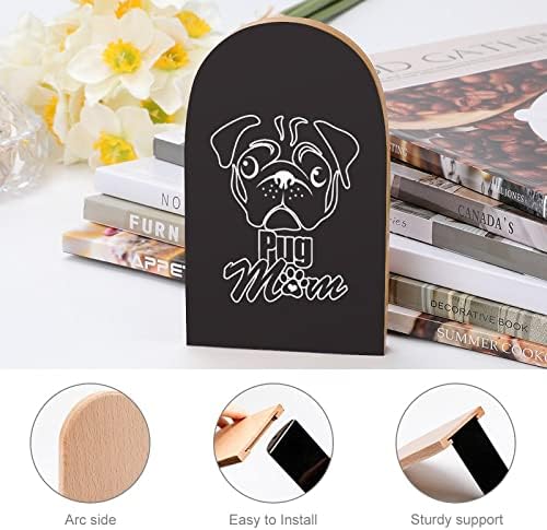 פאג כלב פנים חמוד ספר קצותעץ תומכי ספרים מחזיק עבור מדפי ספרים מחיצת מודרני דקורטיבי 1 זוג