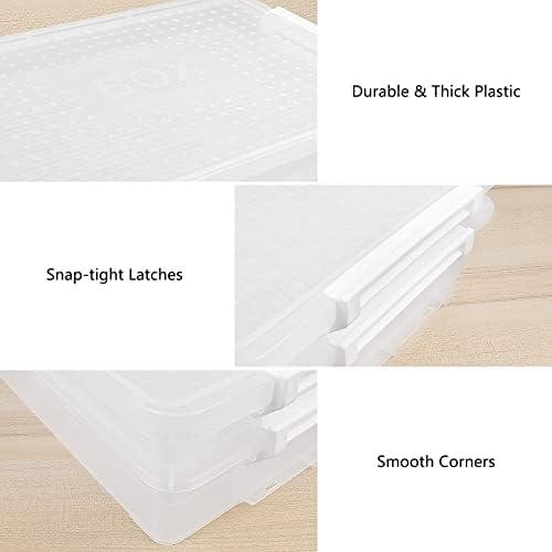 SAYEEC תיבת אחסון פלסטיק ברורה עם מכסה אחד, פחי אחסון הניתנים לערימה דו-שכבתיים עם אבזמי תפס, מכולות אחסון ניידות של