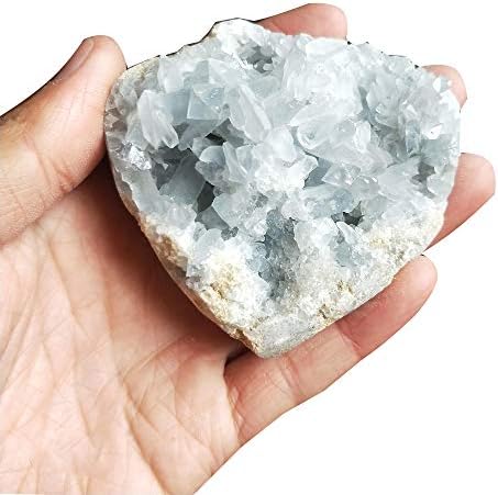300-350 גרם טבעי כחול סלסטיט ריפוי מינרל ריפוי לבב גביש אשכול גיאוד גאוד פנינה לא סדירה אבן גביש דגימה לקישוט הבית