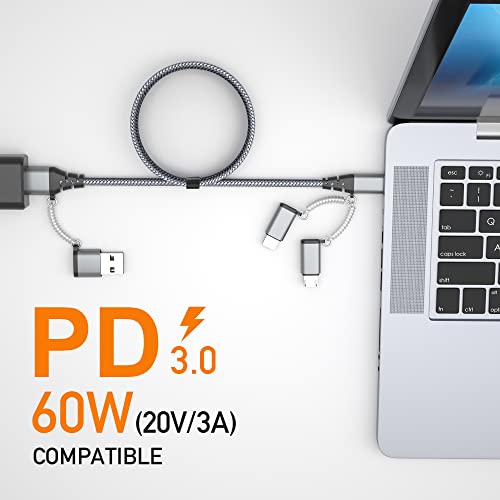 USB C כבל טעינה מהיר PD 60W 3A נתונים סנכרון ניילון כבל קלוע USB A/C להקליד C/מיקרו/מתאם אייפון QC תואם טעינה