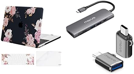 Mosiso תואם ל- MacBook Pro 13 אינץ 'מארז M2 2022-, USB C ל- USB מתאם 2 חבילה & USB-C רכזת ופלסטיק פלסטיקה