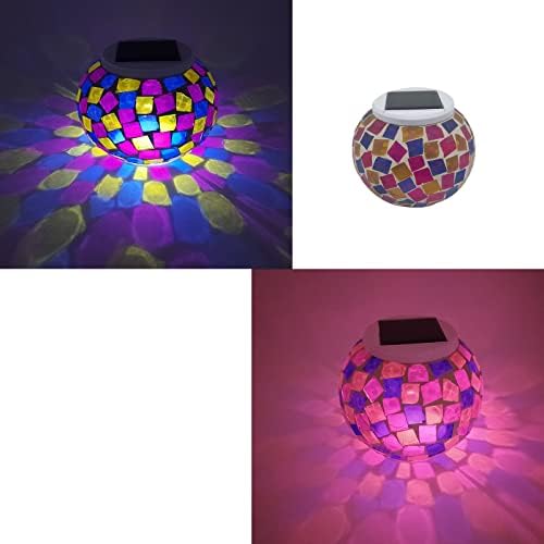 LXCOM תאורה צבע החלפת זכוכית פסיפס כדור תלת מימד אורות זיקוקים כדור גלובוס גדול כדור דקורטיבי אטום מים סולארי אור נטען נטען