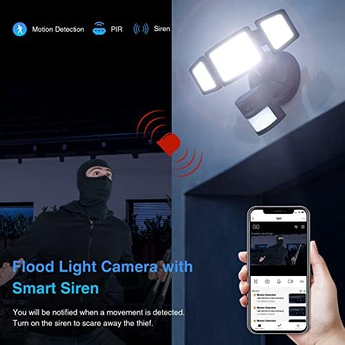Onforu 55W מצלמת Floodlight 1080p HD & 55W LED אורות אבטחה חיצוניים, מצלמת אור אבטחה של 6200LM, מצלמת אור שיטפון