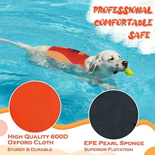 מעיל הצלה לכלבים של Lelepet שפה גבוהה עם כלב מציל חיים אפוד מתכוונן אפוד לשחייה עם רצועה רפלקטיבית וידית הצלה