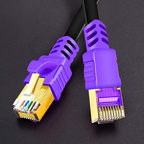 כבל Ethernet חוט שטוח Portuckeu 3ft, כבל תיקון מסוכך חתול 8 כבל רשת עם מחבר RJ45, 30AWG אטום מזג אוויר 40 ג'יגה
