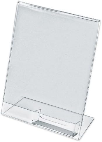 מסנוור מציג Acrylic 8.5 x 11 מחזיקי שלטים מלוכסנים עם מחזיק כרטיסי ביקור