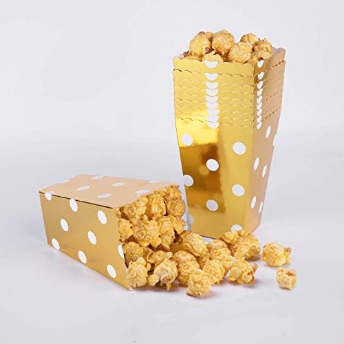 קופסאות פופקורן של Enenes 36 יח 'מכולות ממתקים ממתקים קופסאות ממתקים זהב למסיבת יום הולדת מקלחת לתינוק חתונה פיאסטה