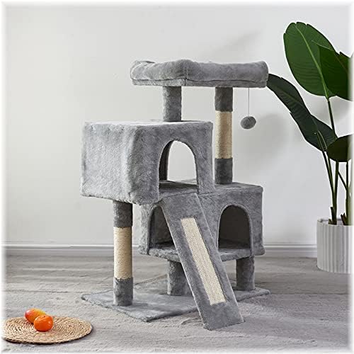 חתול מגדל, 34.4 סנטימטרים חתול עץ עם גירוד לוח, 2 יוקרה דירות, חתול דירה עץ, יציב וקל להרכיב, עבור חתלתול, חיות