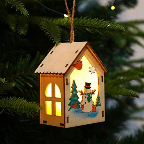 חג המולד אורות בית עץ קטן בית שלג קישוטי עץ חג המולד מתנות לילדים קישוט דבורה סוכריות פח