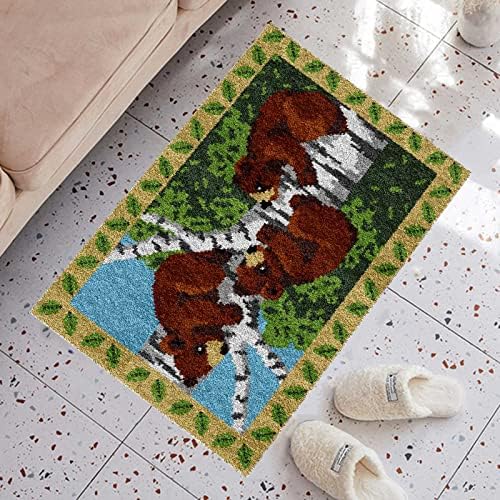 ערכות שטיח וו תפס עשה זאת בעצמך חוט סרוג כרית שטיח תפר צלב למבוגרים ילדים עם צבע מודפס מראש בד דפוס עיצוב, דוב, דגים