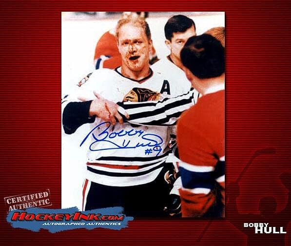 בובי הול חתמה על שיקגו בלקוהוקס 8 x 10 צילום - 70380 - תמונות NHL עם חתימה
