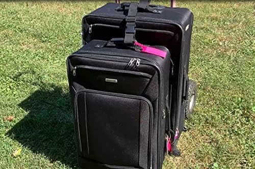 2 חבילה להוסיף תיק רצועת מטען מתכוונן מזוודת חגורת נסיעות קובץ מצורף נסיעות אביזרי עבור להתחבר שלך 3 מזוודות, שחור