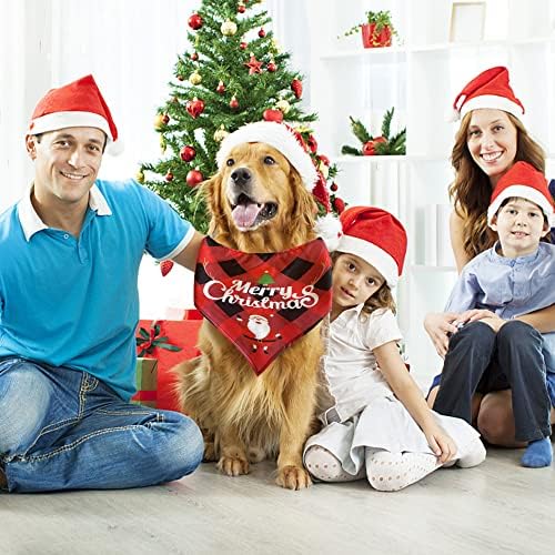 כלב בנדנות כלב מתנות ליום הולדת תחפושת לכלב: כלב חג המולד בנדנה 2 חבילה, משולש חיית מחמד עם איש שלג, מגבת רוק סנטה קלאוס