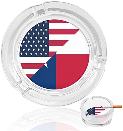 מאפרות זכוכית דגל אמריקה וטקסס של מדינת טקסס לסיגריות זבל אטום רוח יכול להדפיס מגשי אפר מפוארים לשימוש במלון פטיו