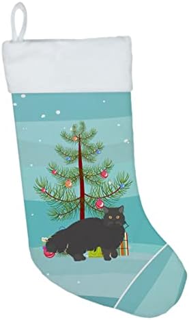 אוצרות קרוליין CK4680CS שחור פרסי מסורתי חתול חג מולד חג מולד, אח תלויה גרביים עונת חג המולד עיצוב חג המולד קישוטים לחג
