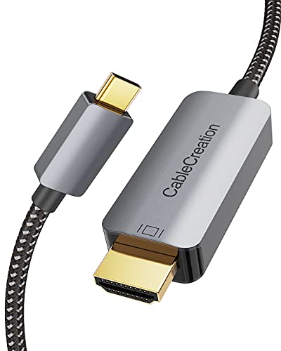 CableCreation USB C ל- HDMI כבל 3ft, 4K 30Hz סוג C ל- HDMI Thunderbolt 3/4 תואם, כבל HDMI קלוע ניילון למשרד הביתי, MacBook/Pro/Air,