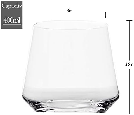 כוסות ויסקי מיושנות קריסטל לימונסודה-סט של 4-מראה ייחודי מודרני אופנתי עם בסיס מעוקל-מושלם לסקוטש, בורבון, מנהטנים,