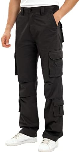 מכנסי מטען של LoveCandy Mens רגועים בכושר עם 8 כיסים מכנסי מטען בר לגברים המתאימים לטיולים מזדמנים