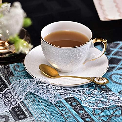 ספל קפה קרמיקה וצלוחית עם כוסות תה פרחי כף עם כוס תה זהב מעודנת של כוס תה 350 מל זהב.
