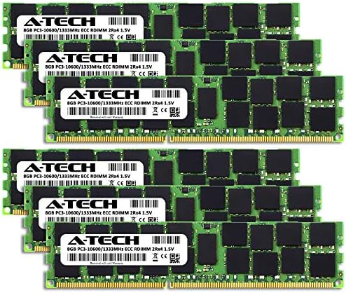 A-TECH 48GB DDR3 1333 MHz PC3-10600R ECC RDIMM 2RX4 1.5V ECC רשום DIMM 240 פינים ותחנת עבודה ערכת שדרוג זיכרון RAM