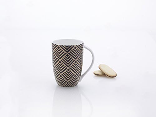 מיקאסה עצם סין קפה ספל, 16-אונקיה, גיאוגרפי יהלומים שחור / זהב