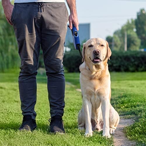 רצועת כלבים נשלפת של FIDA, עופרת חיות מחמד כבדה בגודל 10ft לכלב קטן או לחתול עד 18 קילוגרמים, ללא סבך. בלם יד