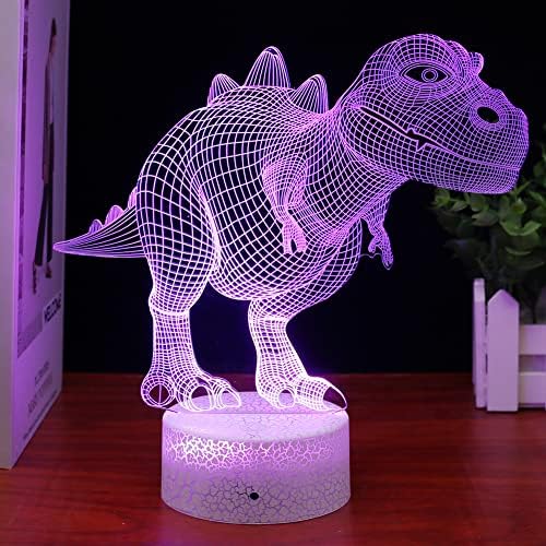 אור דינוזאור של Agwim אור לילדים, אורות דינוזאור של מנורת תלת מימד, 16 צבעים סדק מנורות שולחן חדר שינה עם שלט