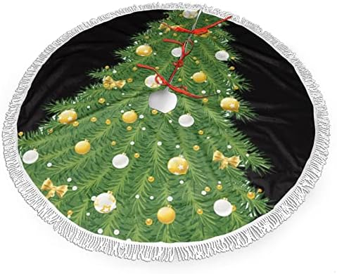 עץ חג המולד חצאית עץ חג המולד, מחצלת חצאית עץ חג המולד עם ציצית לעיצוב מסיבת חתונה לחג 48