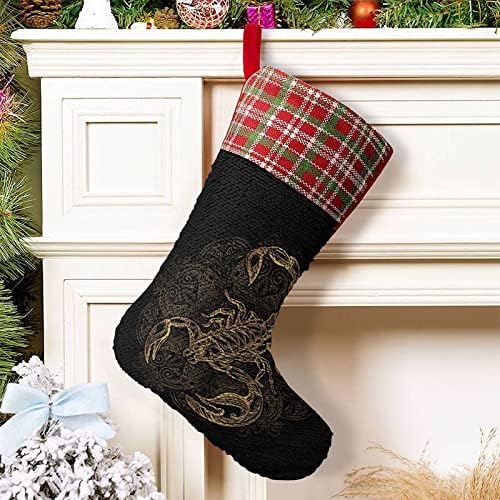 עקרב מגניב מוזהב גרבי חג חג המולד של חג המולד, ציר קסום הפיך, ציר קסום לחג המולד עץ אח תלייה גרביים
