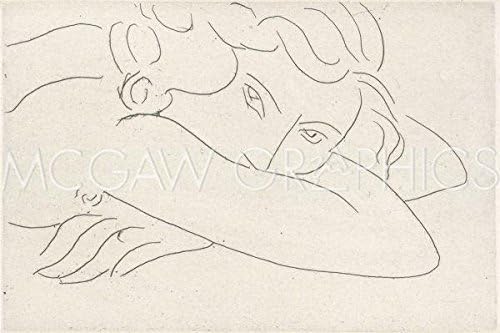 ברוס מקגאו גרפיקה אישה צעירה עם פנים קבורות בזרועות, 1929 מאת אנרי מאטיס, פוסטר הדפסת אמנות, נייר בגודל 14 איקס 11