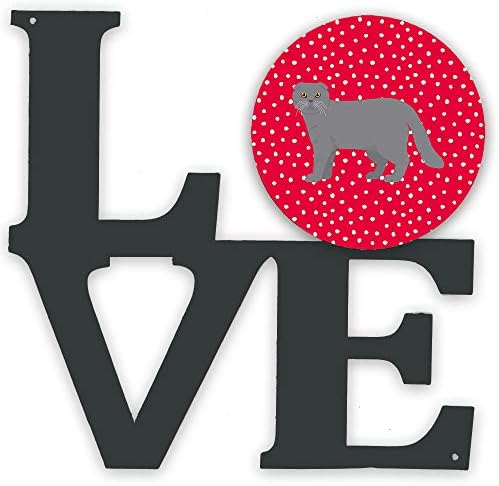 אוצרות קרולין5698וולב סקוטי פולד 1 חתול אהבה מתכת קיר יצירות אמנות אהבה, אדום,