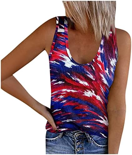 יסודות מיאשוי נשים יבול נשים קיץ עצמאות יום אמריקאי דגל הדפסת שרוולים למעלה מקרית לסרוג חולצה קצוץ