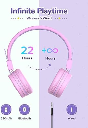 ICLEVER BTH02 אוזניות לילדים צרור, אוזניות אלחוטיות לילדים עם מיקרופון, זמן משחק 22 שעות, Bluetooth 5.0 צליל סטריאו,