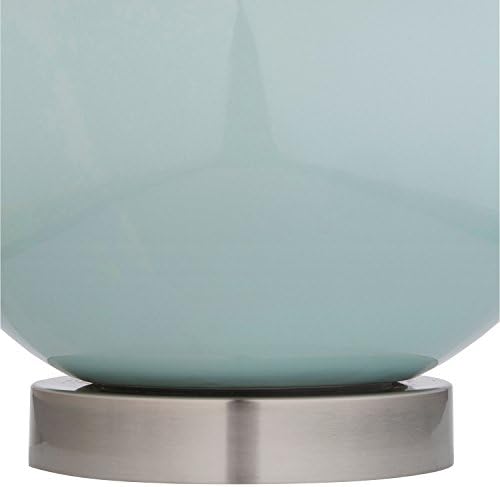 מותג אמזון-אבן & מגבר; מנורת שולחן קרמיקה עגולה קרן עם נורה וצל לבן - 11 איקס 11 איקס 20 סנטימטרים, כחול ציאן