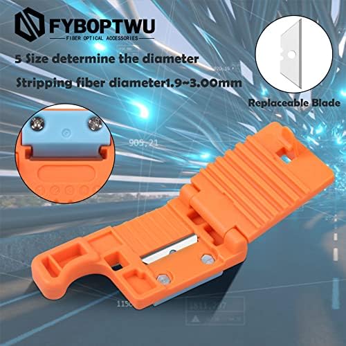 Fyboptwu - 5 חשפנית תיל סיבי אופטיק חפשת סרט נייד כלי שחבור כבל אורך אורך עבור חוט סיבים של 1.9-3.0 ממ, כתום 1 pc