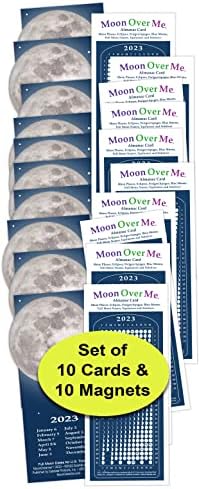לוח ירח 2023 מגנט Moondreamer, 10 SET PKG, 10 לוחות שנה מגנטיים פלוס 10 ירח עלי כרטיסי מידע אלמנאק