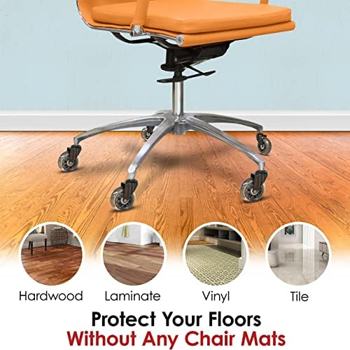 סט החלפת גלגלי כסא משרדים - גלגלים כיסא שולחן 3 אינץ 'עבור רצפות עץ קשיחות ושטיח - כבד ובטוח לכל הרצפות ללא